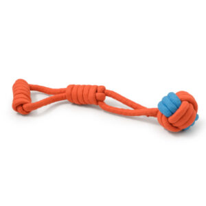 Играчка за куче - оплетена топка от алпийско въже с възел и дръжка