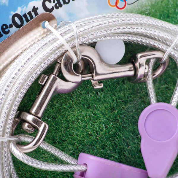 zoomag.bg Стоманено въже с цветно PVC покритие за вързване на куче с две карабини