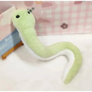 Играчка за котка - змия моделираща се, плюш 37 см, в зелено и бяло