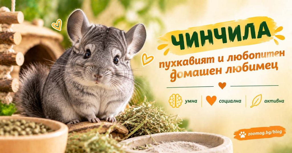 Чинчила - пухкавият и любопитен домашен любимец. Научете повееч за отглеждането на чинчила. zoomag.bg